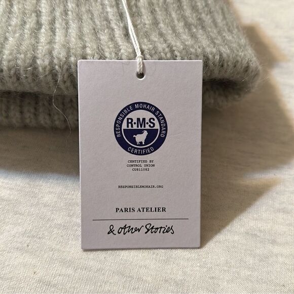 & Other Stories Ribbed Knit Color BlockโBeanie Hat in Brown & Light Green - Picture 10 of 10